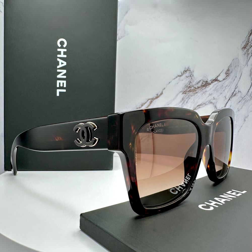 New CHANEL Sunglasses Brown Butterfly Gold Polarized Brown Lens - Picture 8 of 16